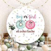 Aperturee - Blue Pink Donut Round Baby Shower Backdrop